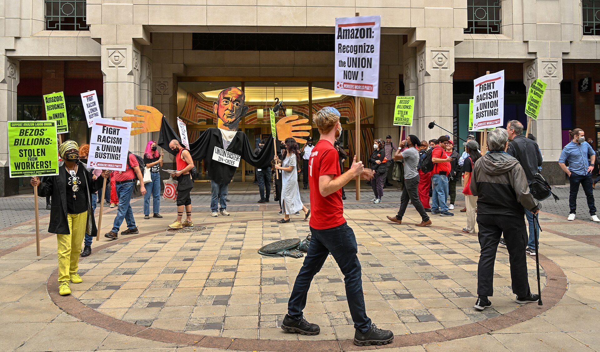 Workers gathered at a labor rally in the United States